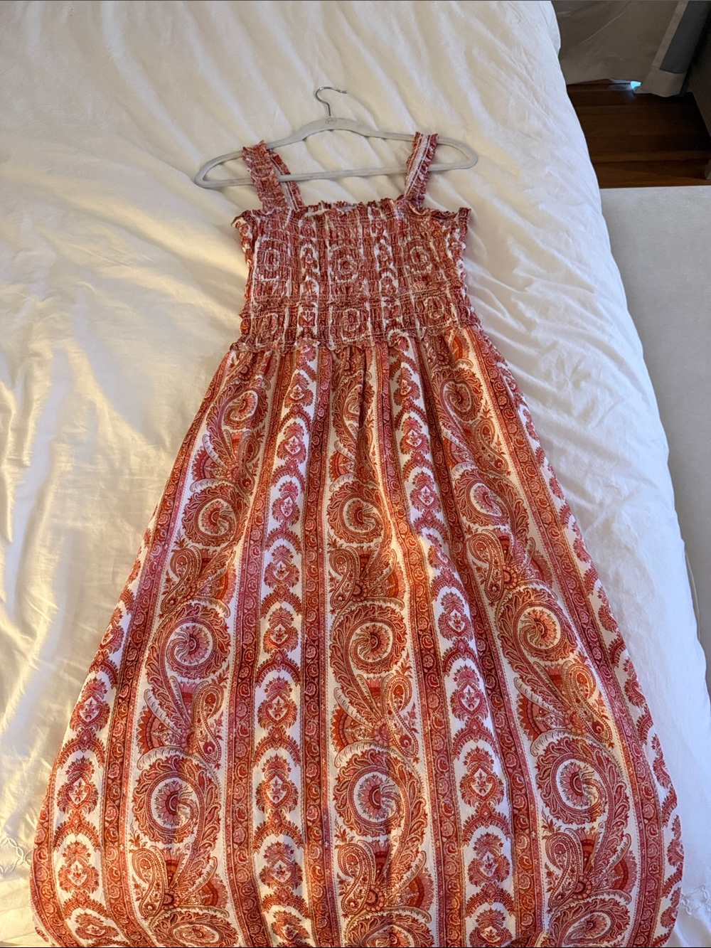 Hill House Smocked Rust Paisley Sundress with Adjustable Straps